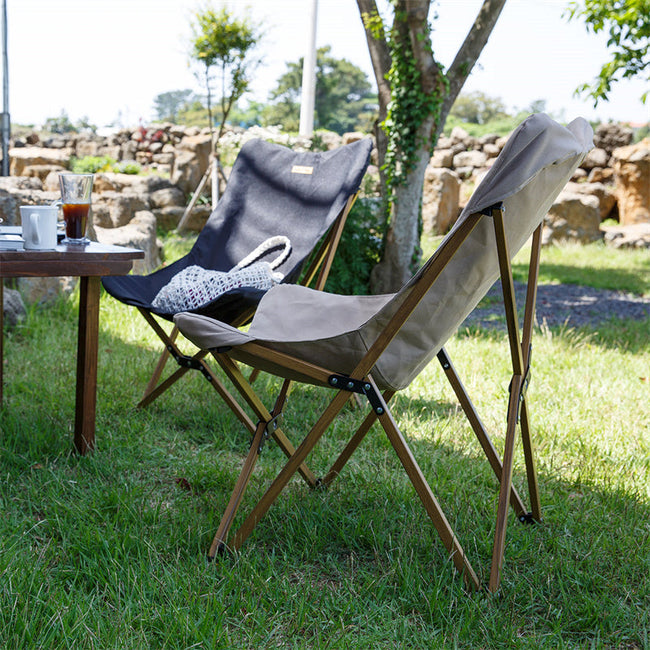 Wood Grain Foldable Camping Chair Main Image