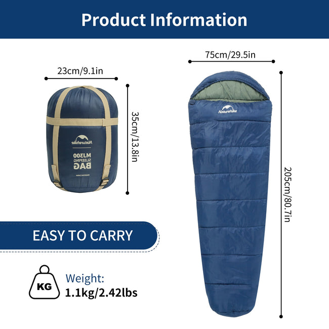 Mujin™ MJ300 Synthetic Mummy Sleeping Bag 39°F / 4°C Main Image