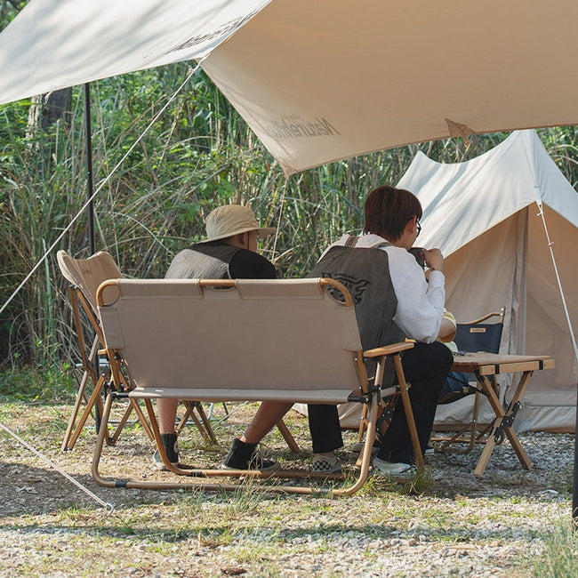 Wood Grain Double Camping Chair Main Image