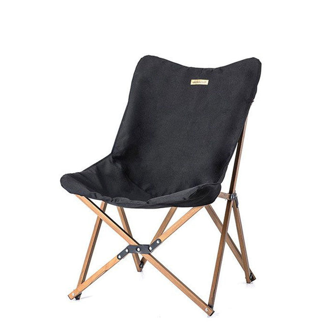 Wood Grain Foldable Camping Chair Hover Image