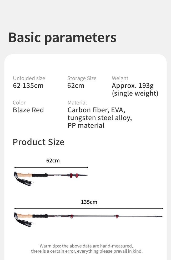 Far Wind™ Three-section Telescopic Carbon Trekking Pole Main Image